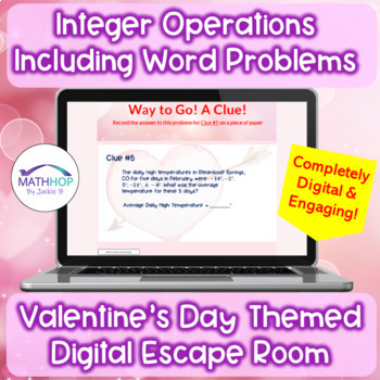 Preview of Integer Operations Valentine's Day Themed Digital Escape Room