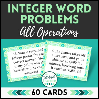 Preview of Integer Operations Word Problem Task Cards