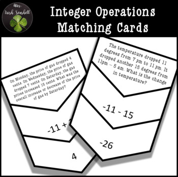 Preview of Integer Operations Word Problems Matching Cards