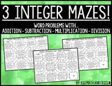 Integer Operations Word Problems Maze Activities 6.3D (3 Mazes)