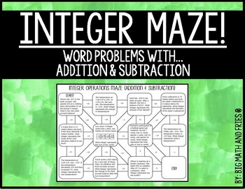 Preview of Integer Operations Word Problems Maze Activity 6.3D (Adding and Subtracting)