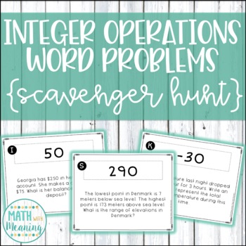 Preview of Integer Word Problems Scavenger Hunt Activity - All Operations