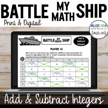 Preview of Add and Subtract Integers Activity | Operations | Battleship | Worksheets