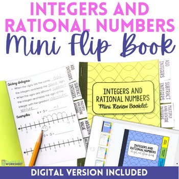 Preview of Integer Operations and Rational Numbers Mini Tabbed Flip Book for 7th Grade Math