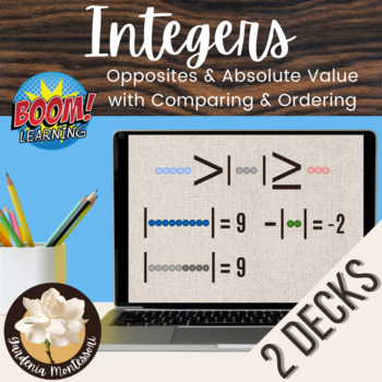 Preview of Integer Opposite Absolute Value Boom Cards - Digital Montessori Signed Number