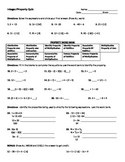 Integer & Properties of Real Numbers Quiz