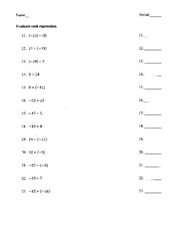 Integer Quiz by Operation Mathematics | Teachers Pay Teachers