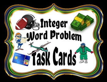 Preview of Integer Real-World Word Problem Task Cards