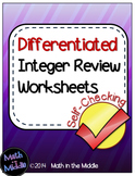 Integer Review (All Operations) Self-Checking Worksheets -