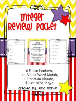 Preview of Integer Review {Exit Slips & Practice Sheets for Positive and Negative Numbers}