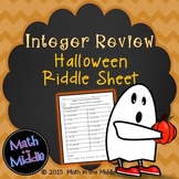 Integer Review (all operations) Halloween Riddle Sheet