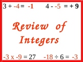 Integer Review with All 4 Operations PowerPoint and Handouts