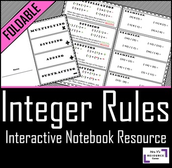Preview of Integer Rules Foldable
