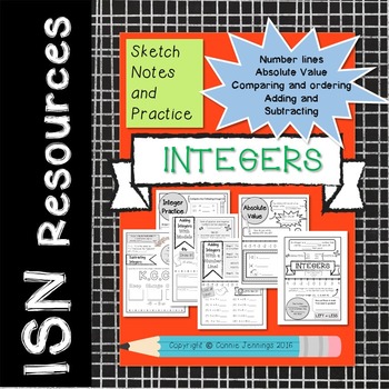 Preview of Integer Notes - Integers, absolute value, comparing, adding & subtracting