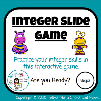 Preview of Integer Slide Game - Digital Math Activity - Practice Integer Operations