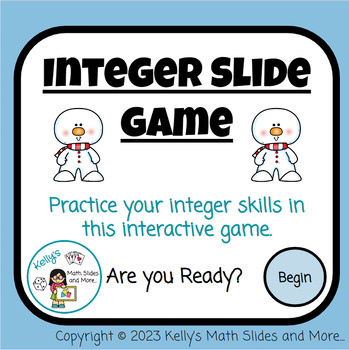 Preview of Integer Slide Game - Practice Integer Skills - Winter-Themed
