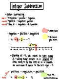 Integer Subtraction Notes