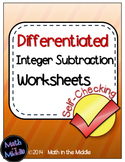 Subtracting Integers Self-Checking Worksheets - Differentiated