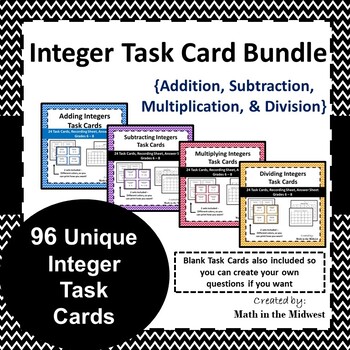 Preview of Integer Task Card Bundle {Addition,Subtraction,Multiplication,Division}