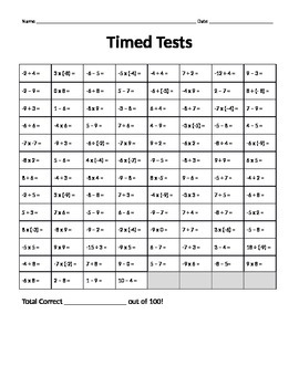 Preview of Integer Timed Test