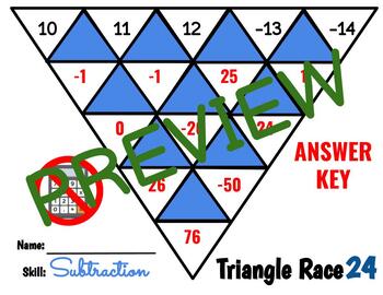 Preview of Integer Triangle Race Bundle! (Adding, Subtracting, Multiplying Integers)