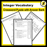 Integer Vocabulary Crossword Puzzle with Word Bank and Sol