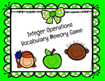 Preview of Integer Vocabulary Matching Game