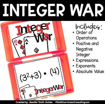 Preview of Integer War- Order of Operations Positive and Negative Math Game Card Game