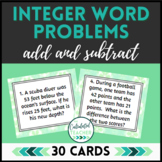 Integer Word Problem Task Cards | Addition and Subtraction