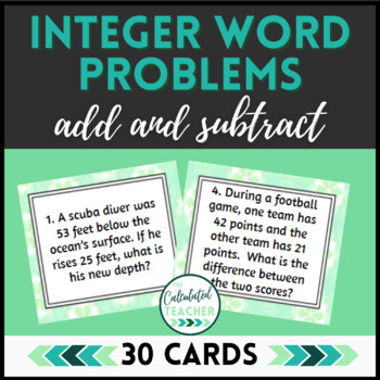 Preview of Adding and Subtracting Integers Word Problems Task Cards