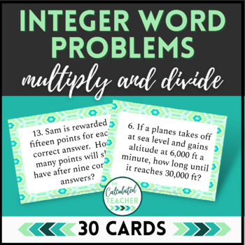 Preview of Multiplying and Dividing Integers Word Problem Task Cards - Integer Operations