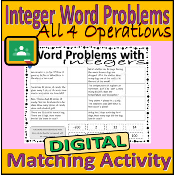 Preview of Integer Word Problems - 6 Drag and Drop - DIGITAL Worksheets
