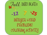 Integer Word Problems (Adding & Subtracting) Color Sheet ~ Common Core