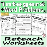 Integer Word Problems - Reteach Worksheets
