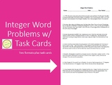 Integer Word Problems - Homework Assessment Task Cards - Differentiated!