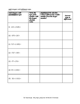 Integer Worksheet: Intro to Adding Integers #2 by Dawn Designs | TpT