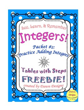 Preview of Integer Worksheet: Intro to Adding Integers #2
