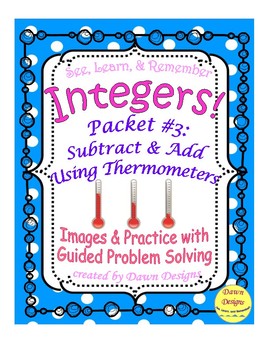 Preview of Integer Worksheet: Subtract and Add Using Thermometers