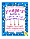 Integer Worksheet: Subtract and Add Using Thermometers