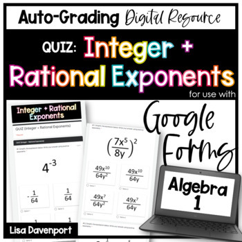 Preview of Integer and Rational Exponents Google Forms Homework