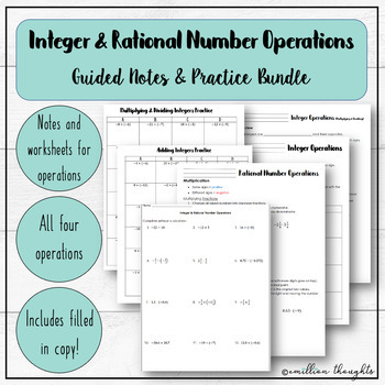 Preview of Integer and Rational Number Operations - Notes & Practice