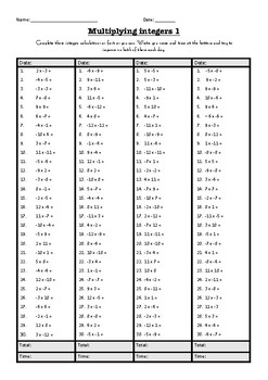 integer multiplication and division mental maths worksheets by