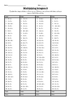 integer multiplication and division mental maths worksheets by cat mason