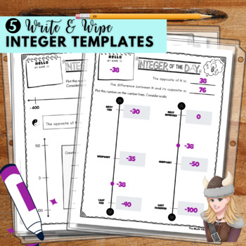 Preview of Integer of the Day Write & Wipe Number Sense Templates for daily practice tasks