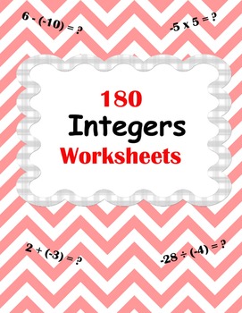 Preview of Integer Worksheets -  addition, subtraction, multiplication and division