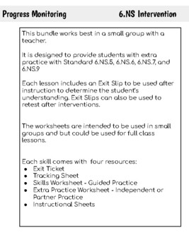 Preview of Integers 6.NS Progress Monitoring Bundle