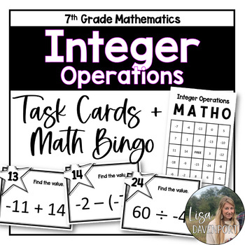 Preview of Integers - 7th Grade Math Task Cards and Bingo Game