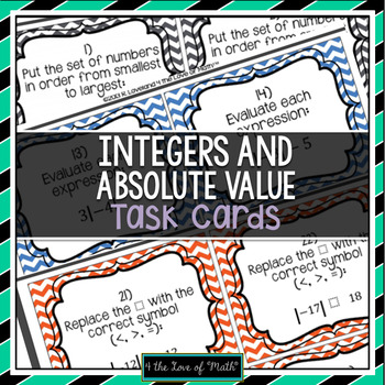 Preview of Integers & Absolute Value: 30 Task Card