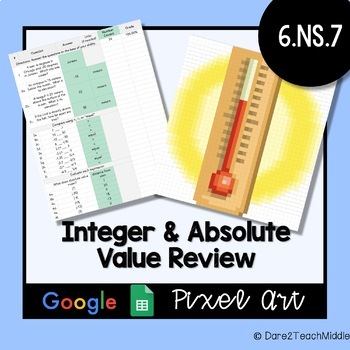 Preview of Integers & Absolute Value | Google Sheets Pixel Art - Self Grading!