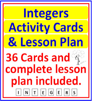 Preview of Integers Activity Cards AND Lesson Plan (36 Cards PLUS Lesson)